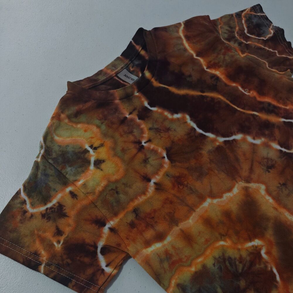 Geode Ice Tie Dye T-Shirt Gildan Adult S Small Orange Brown Earthy Handmade New - Picture 4 of 10
